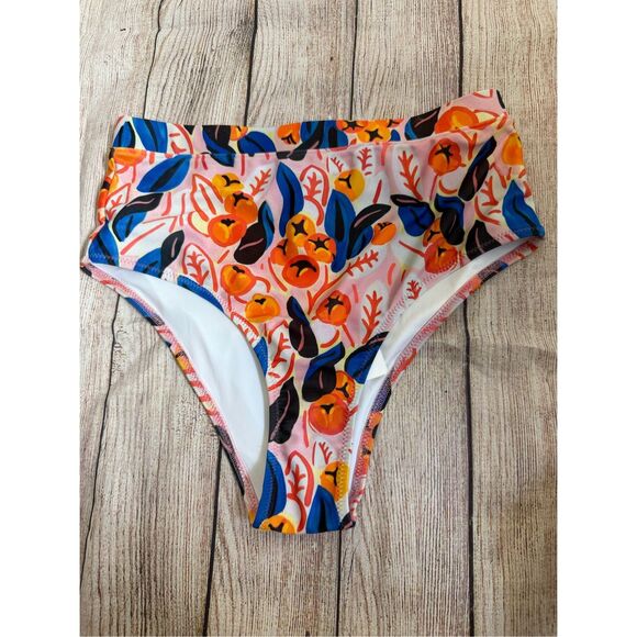 Anthro Solid and Striped The Cora Bottom in Orange Tree Print Size S - Picture 3 of 10